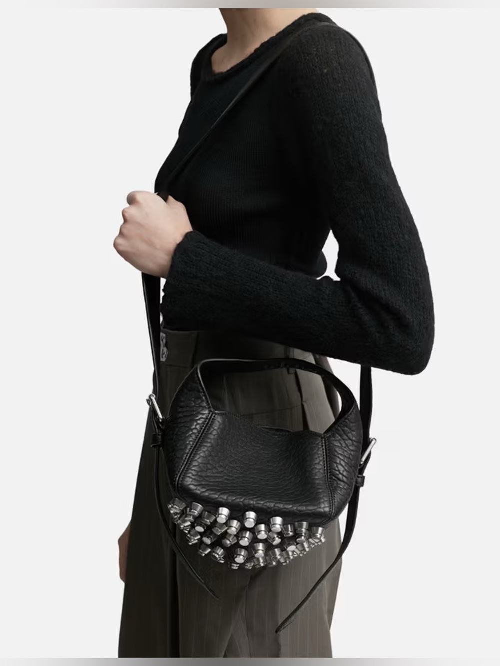 Alexander Wang Small Rex Studded Leather Shoulder Bag Black